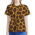 Dark Brown Cow Print Women's Polo Shirt