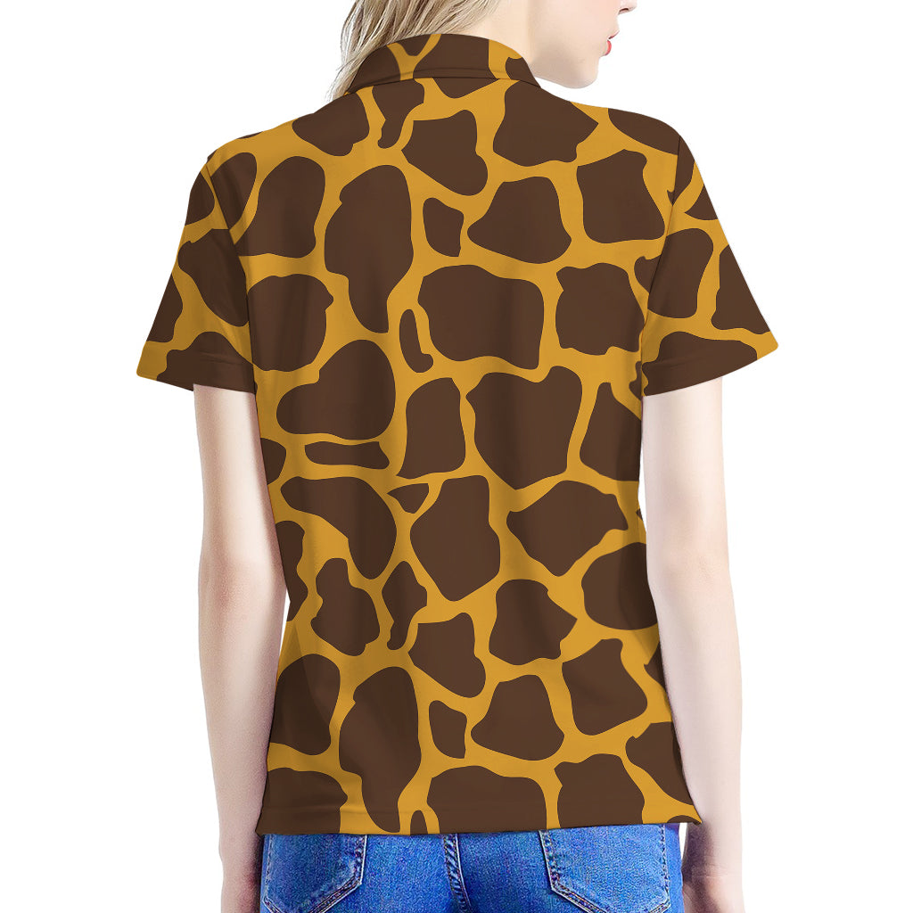 Dark Brown Cow Print Women's Polo Shirt