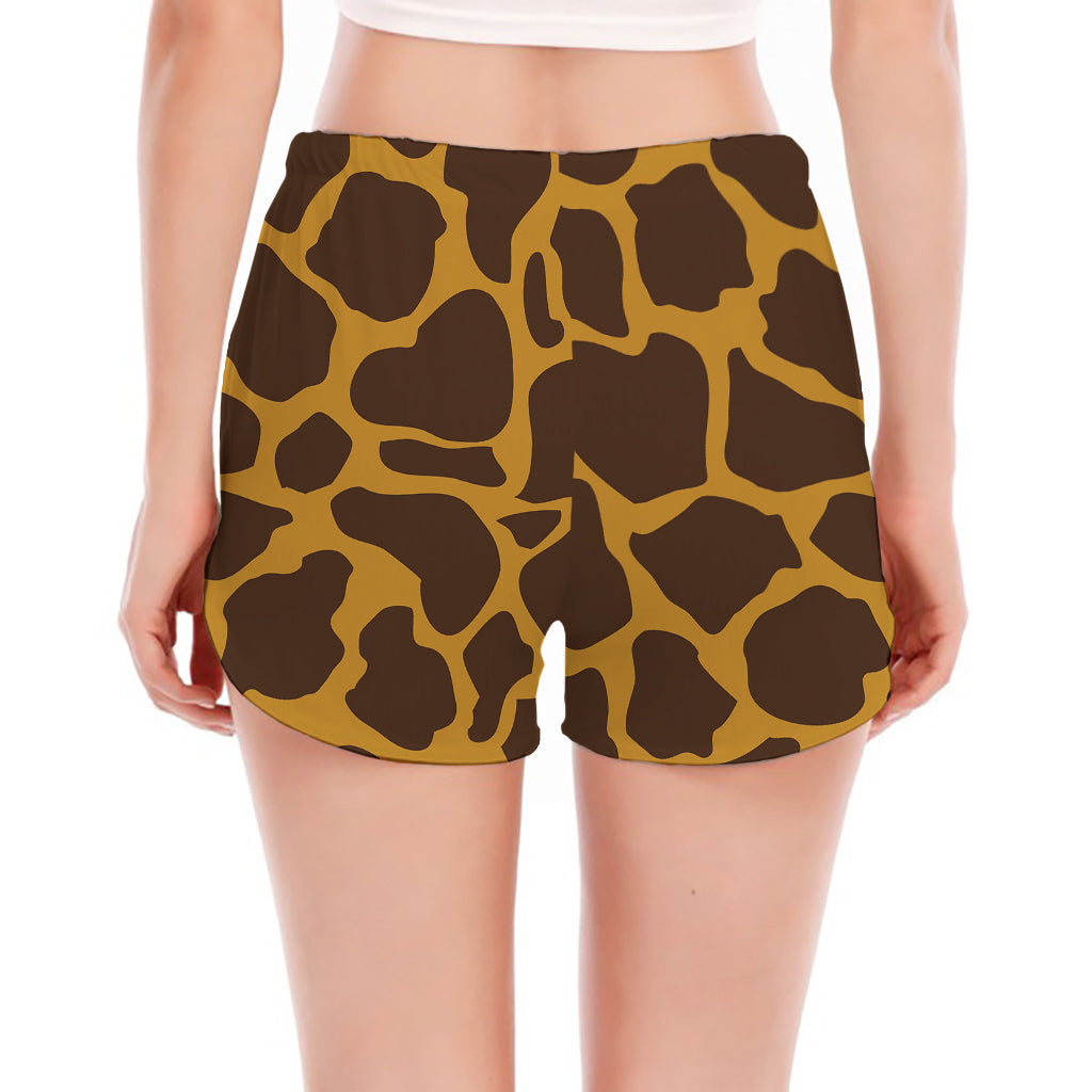 Dark Brown Cow Print Women's Split Running Shorts