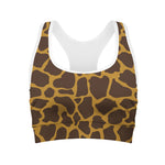 Dark Brown Cow Print Women's Sports Bra
