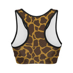 Dark Brown Cow Print Women's Sports Bra
