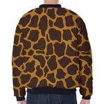Dark Brown Cow Print Zip Sleeve Bomber Jacket