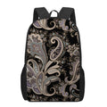 Dark Brown Paisley Pattern Print 17 Inch Backpack