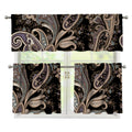 Dark Brown Paisley Pattern Print 3 Piece Kitchen Curtains