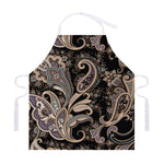 Dark Brown Paisley Pattern Print Adjustable Apron