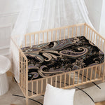 Dark Brown Paisley Pattern Print Baby Crib Sheet