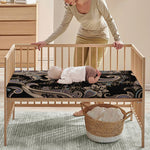 Dark Brown Paisley Pattern Print Baby Crib Sheet