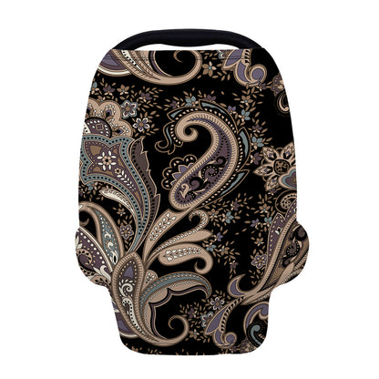 Dark Brown Paisley Pattern Print Baby Seat Cover