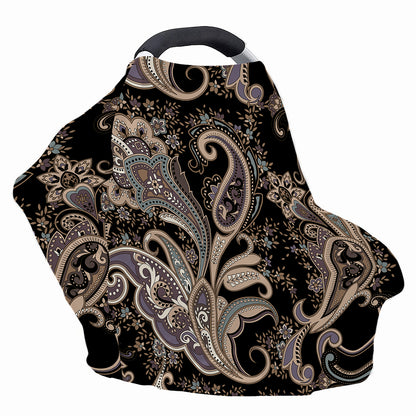 Dark Brown Paisley Pattern Print Baby Seat Cover