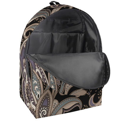 Dark Brown Paisley Pattern Print Backpack