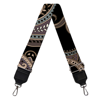 Dark Brown Paisley Pattern Print Bag Strap