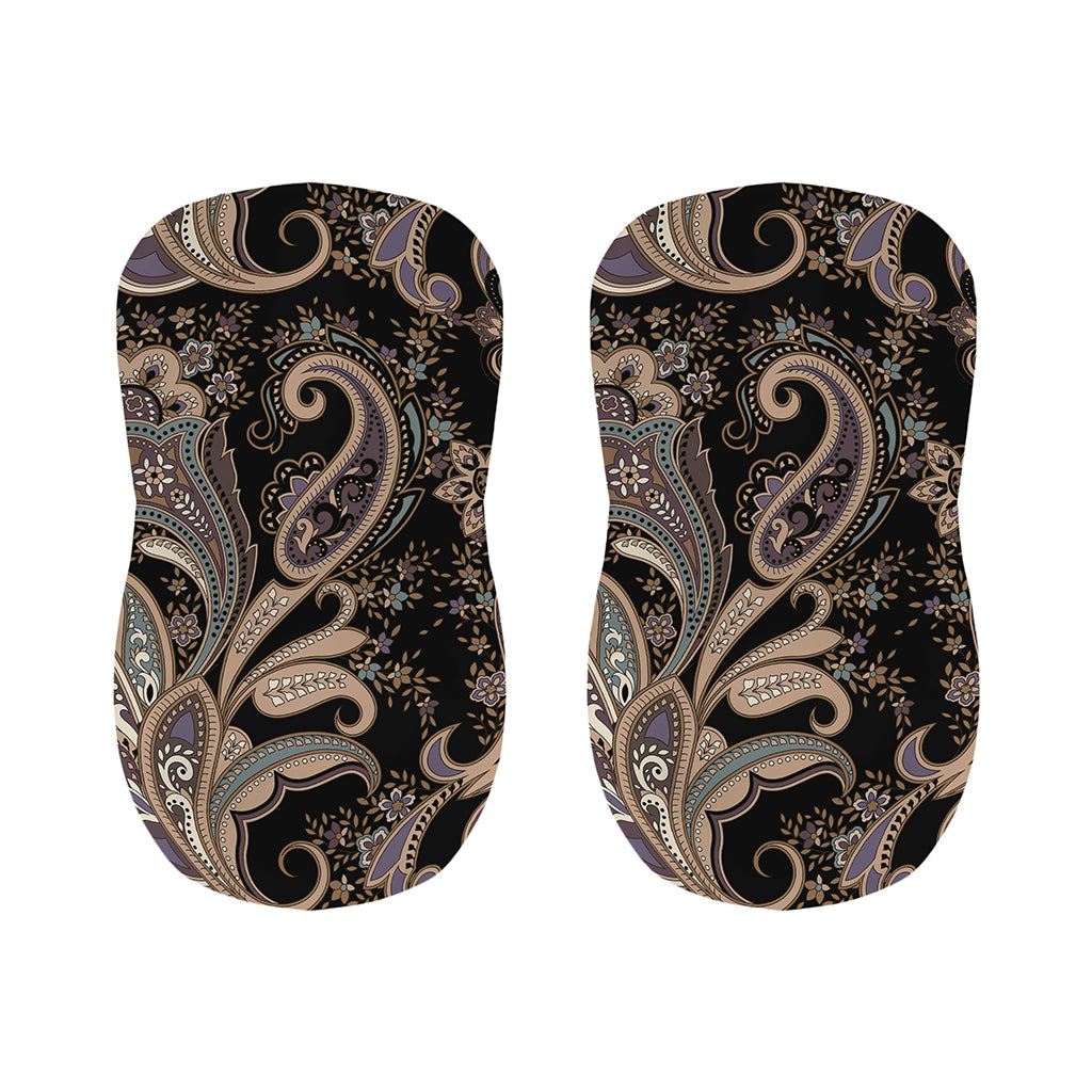 Dark Brown Paisley Pattern Print Bar Stool Covers