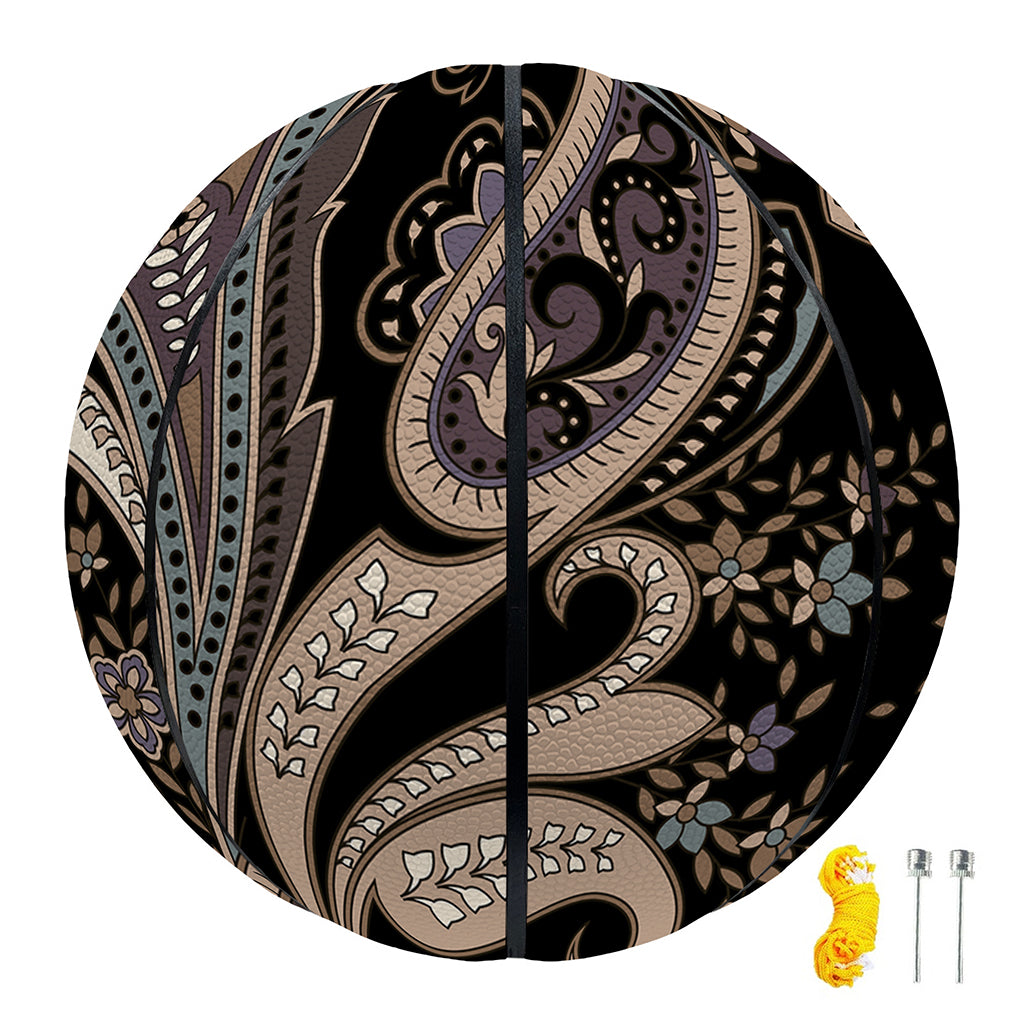 Dark Brown Paisley Pattern Print Basketball