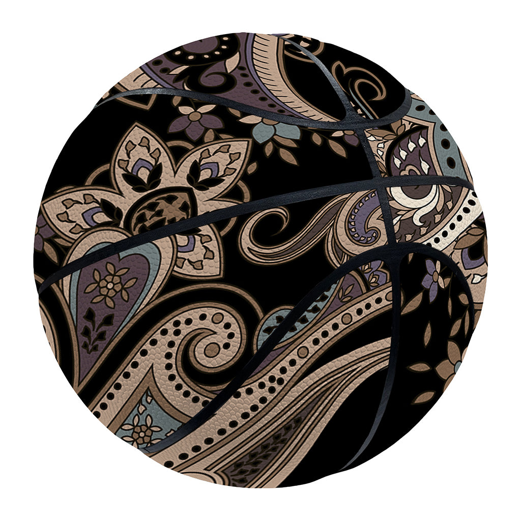 Dark Brown Paisley Pattern Print Basketball