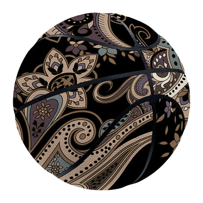 Dark Brown Paisley Pattern Print Basketball