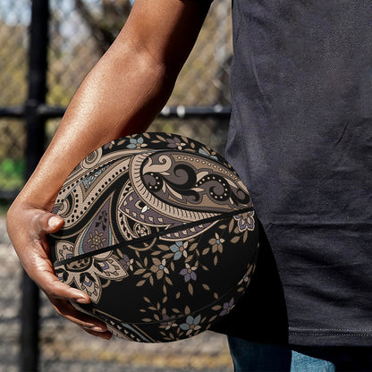 Dark Brown Paisley Pattern Print Basketball