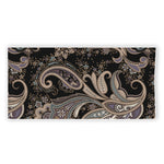 Dark Brown Paisley Pattern Print Beach Towel