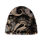 Dark Brown Paisley Pattern Print Beanie