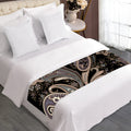 Dark Brown Paisley Pattern Print Bed Runner