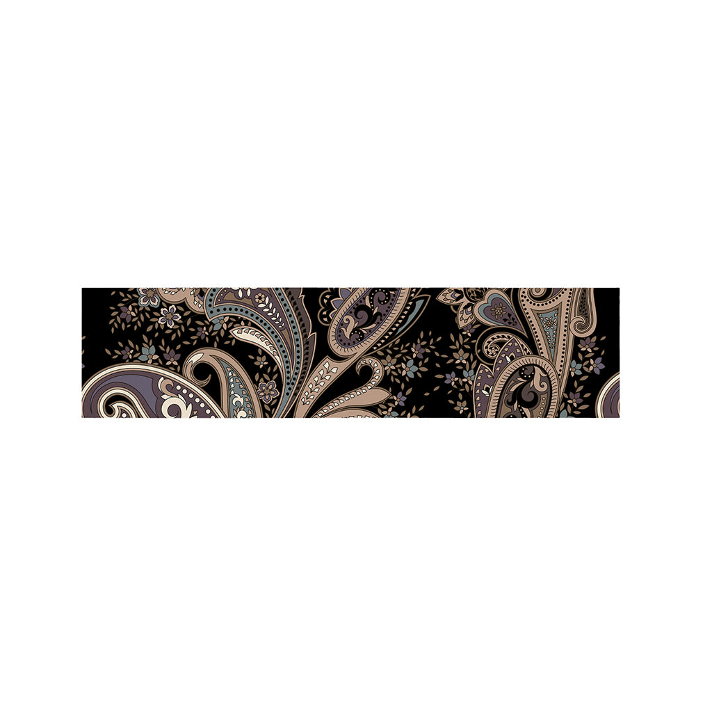 Dark Brown Paisley Pattern Print Bed Runner