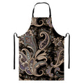 Dark Brown Paisley Pattern Print Bib Apron With Pocket