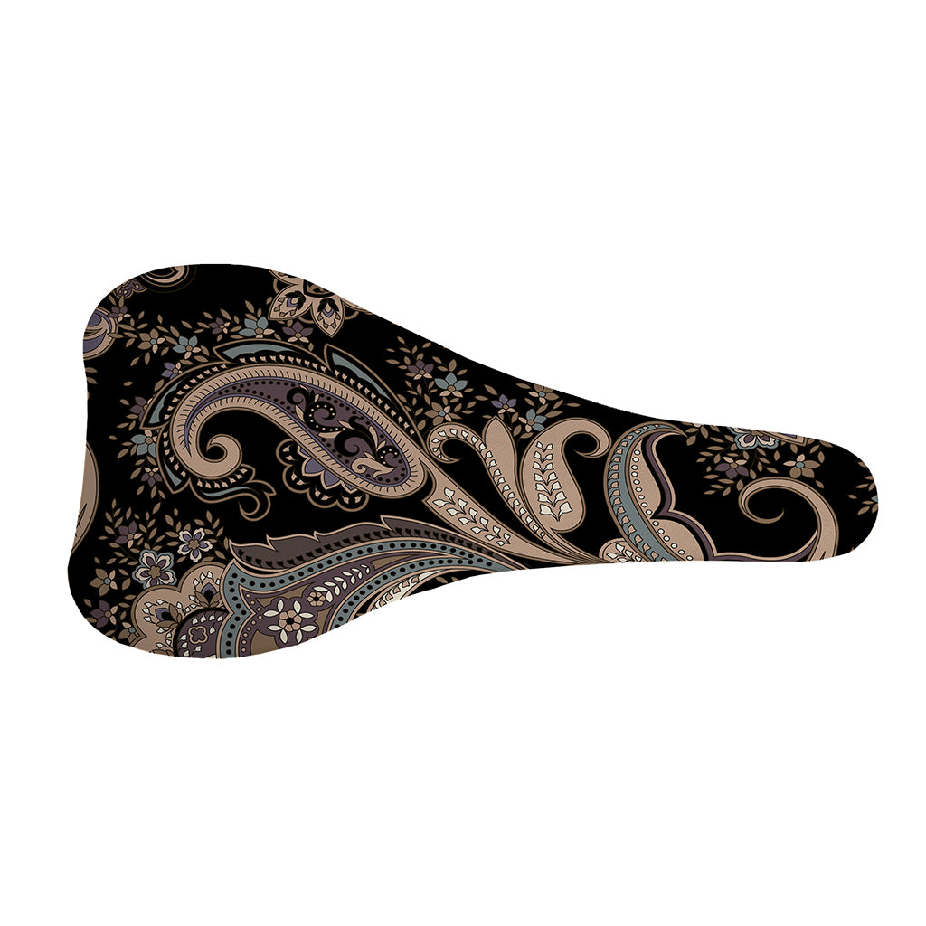 Dark Brown Paisley Pattern Print Bicycle Seat Cover