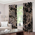 Dark Brown Paisley Pattern Print Dimout Grommet Curtains