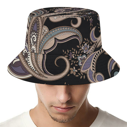 Dark Brown Paisley Pattern Print Bucket Hat