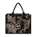 Dark Brown Paisley Pattern Print Canvas Tote Bag