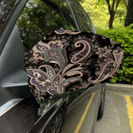Dark Brown Paisley Pattern Print Car Side Mirror Covers