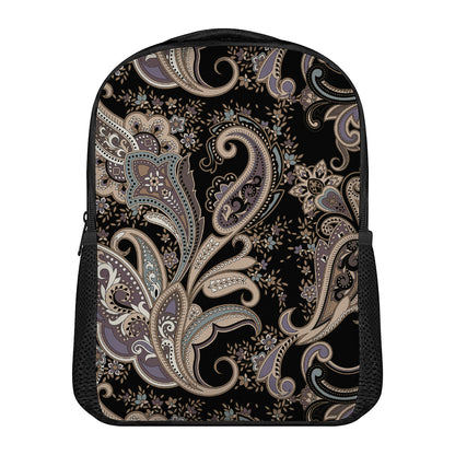 Dark Brown Paisley Pattern Print Casual Backpack