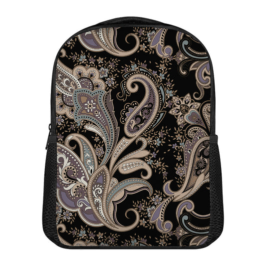 Dark Brown Paisley Pattern Print Casual Backpack