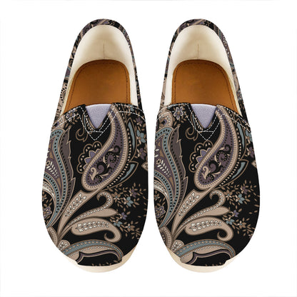 Dark Brown Paisley Pattern Print Casual Shoes
