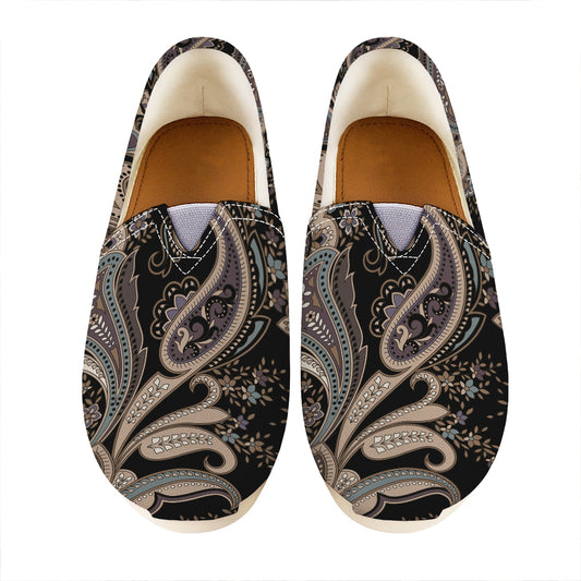 Dark Brown Paisley Pattern Print Casual Shoes