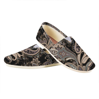 Dark Brown Paisley Pattern Print Casual Shoes