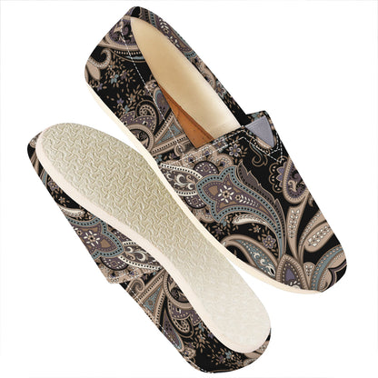 Dark Brown Paisley Pattern Print Casual Shoes