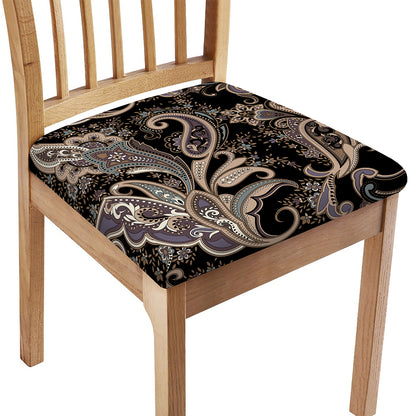 Dark Brown Paisley Pattern Print Chair Cushion Cover