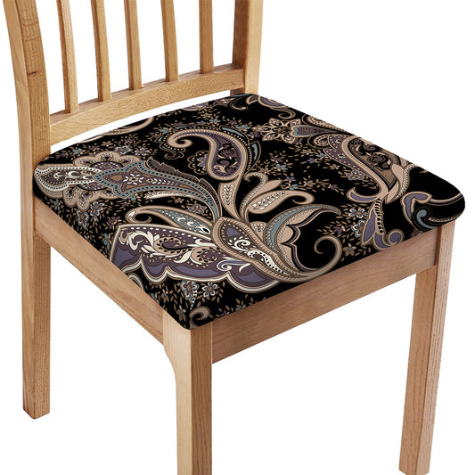 Dark Brown Paisley Pattern Print Chair Cushion Cover