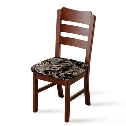 Dark Brown Paisley Pattern Print Chair Cushion Cover