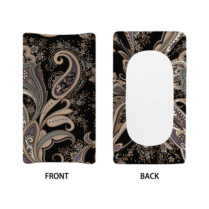 Dark Brown Paisley Pattern Print Changing Pad Cover