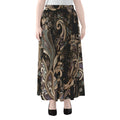 Dark Brown Paisley Pattern Print Chiffon Maxi Skirt