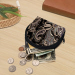 Dark Brown Paisley Pattern Print Coin Purse