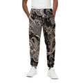 Dark Brown Paisley Pattern Print Cotton Sweatpants