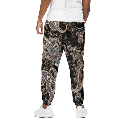 Dark Brown Paisley Pattern Print Cotton Pants