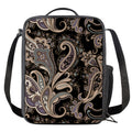 Dark Brown Paisley Pattern Print Crossbody Lunch Bag