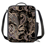 Dark Brown Paisley Pattern Print Crossbody Lunch Bag