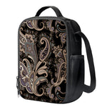 Dark Brown Paisley Pattern Print Crossbody Lunch Bag