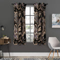 Dark Brown Paisley Pattern Print Grommet Curtain Panels
