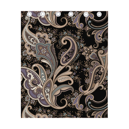 Dark Brown Paisley Pattern Print Curtain