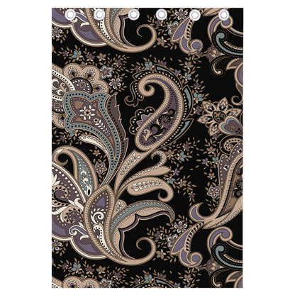 Dark Brown Paisley Pattern Print Curtain